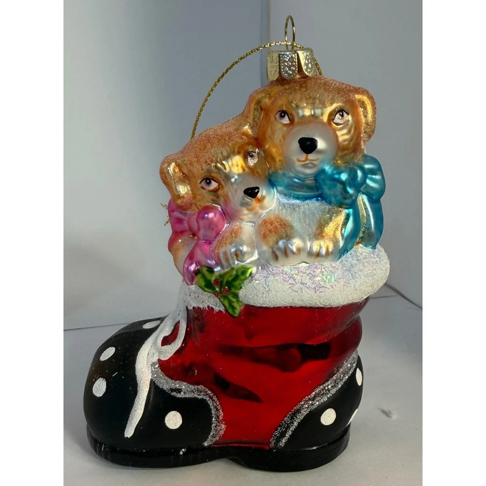 Lot of 3 Mercury Glass Dog Ornaments Chihuahua Basset Hound Bride Puppy Boot